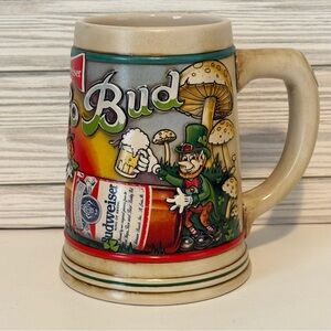 1993 Vintage Budweiser Erin Go Bud St. Patrick’s Day Beer Stein Ceramarte Brazil